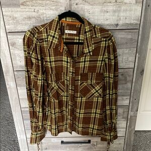 We The Free Brown and Yellow Lightweight Shirt Jacket